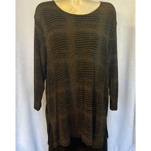 Womens Size 2x Dress Barn Tunic‎ Black & Brown Patterned Plus Size Stretchy